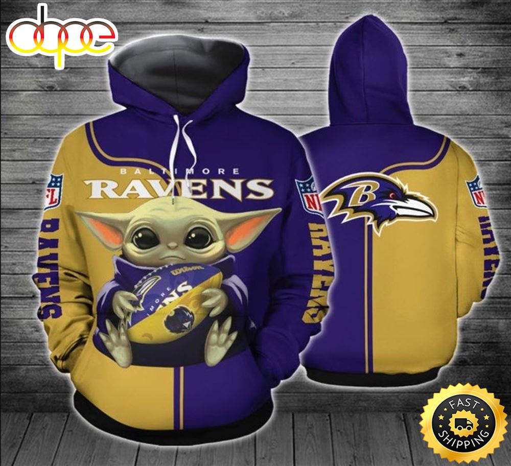 Baltimore Ravens Yoda 3d Hoodie All Over Print Baltimore Ravens Nfl Gifts