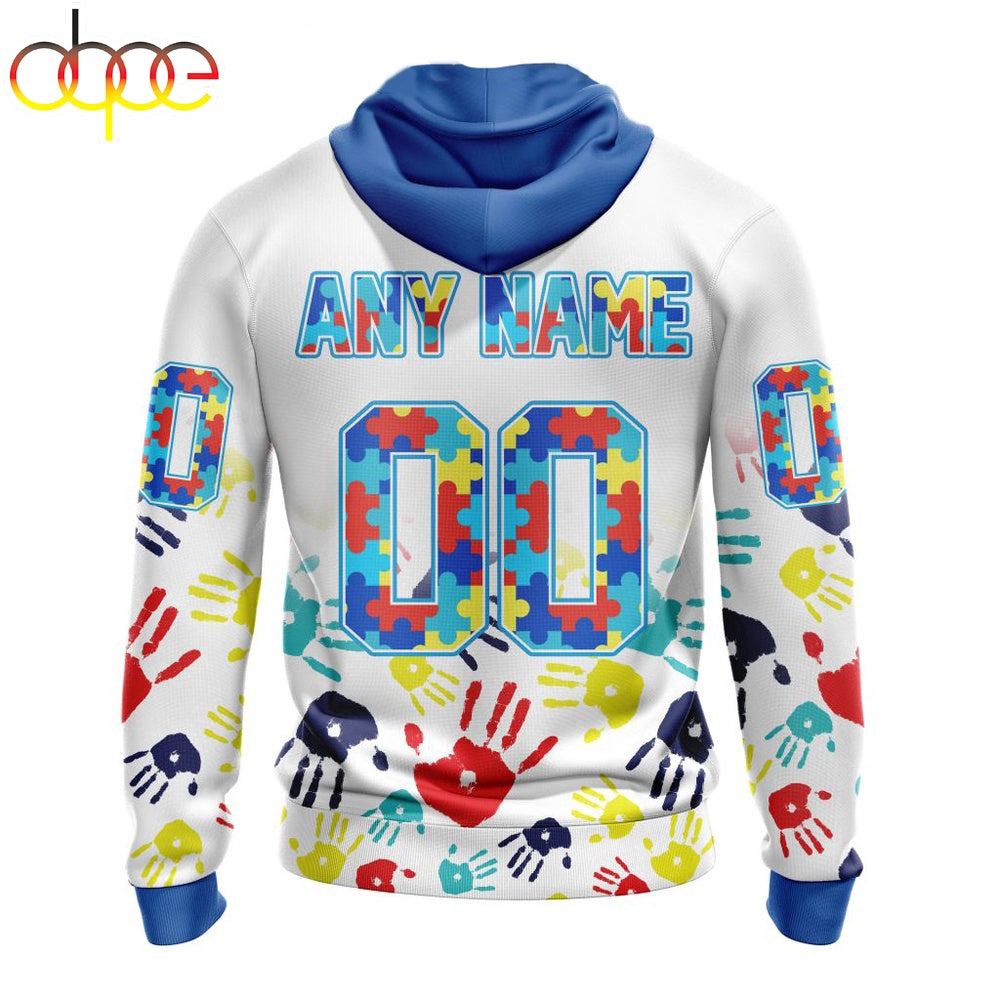 Custom Name And Number Los Angeles Rams NFL Special Fearless Against Autism 3D Hoodie Shirt