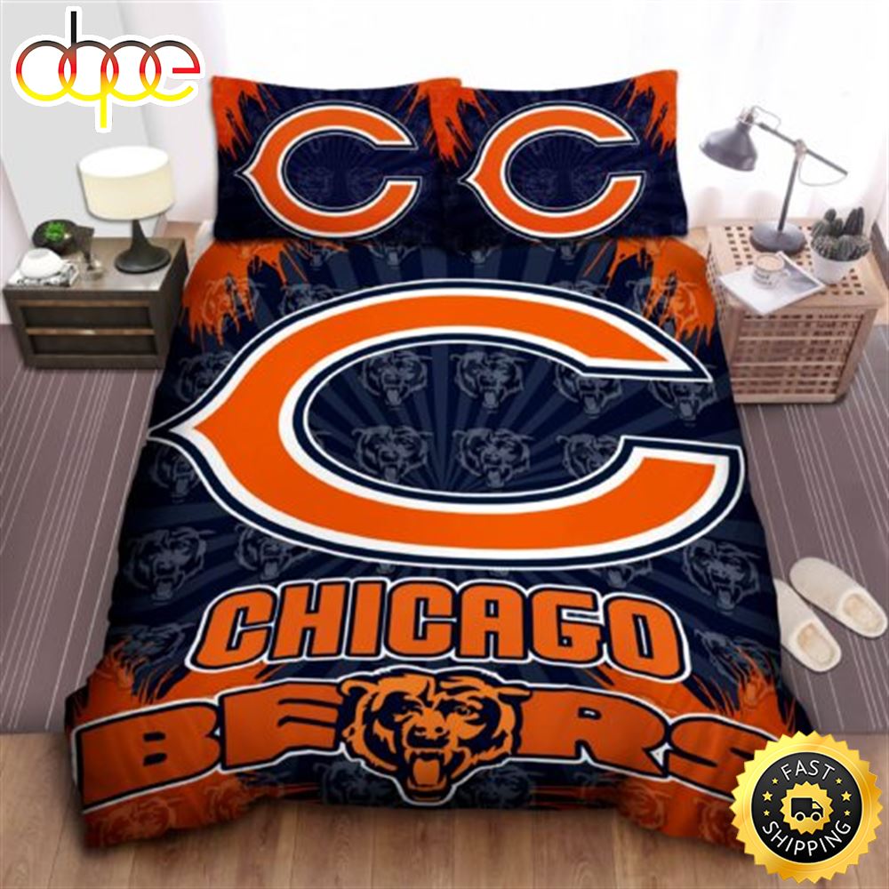 NFL Chicago Bears New Design In Dark Blue Bedding Set