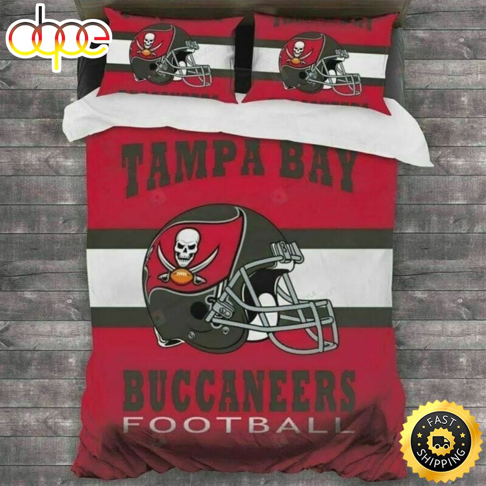NFL Tampa Bay Buccaneers Helmet Red White Bedding Set