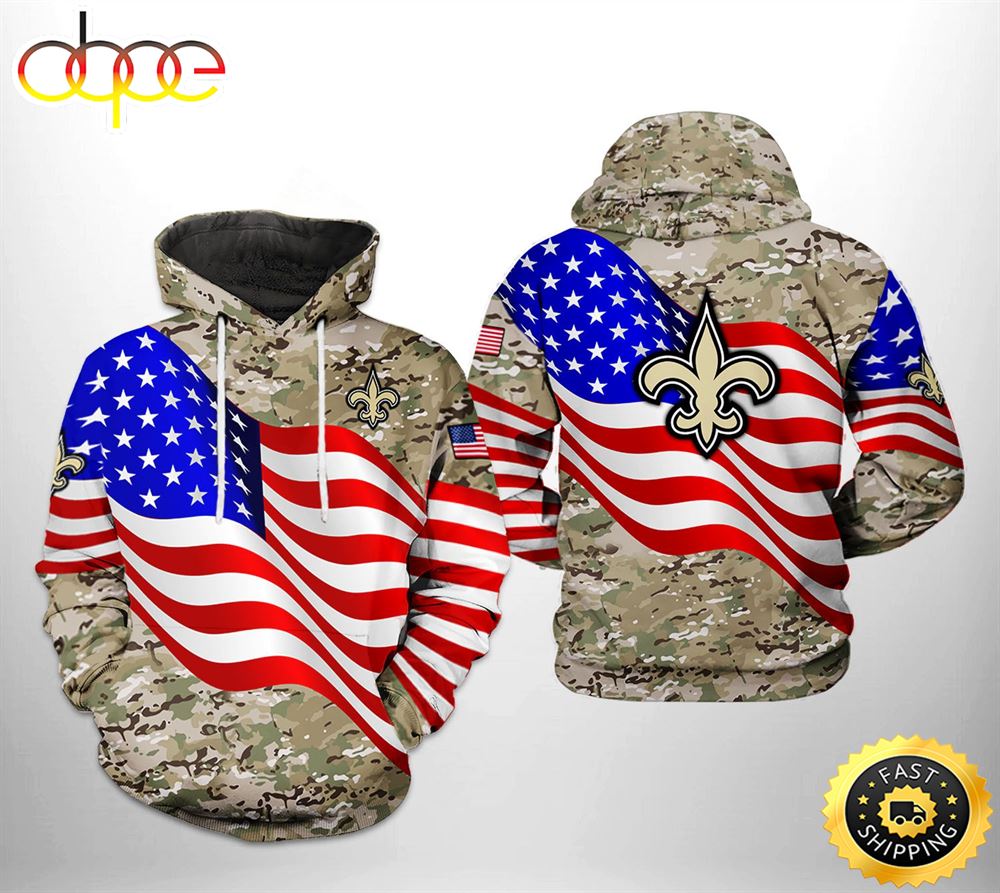 New Orleans Saints NFL US Flag Camo Veteran Team 3D Printed HoodieZipper Hoodie