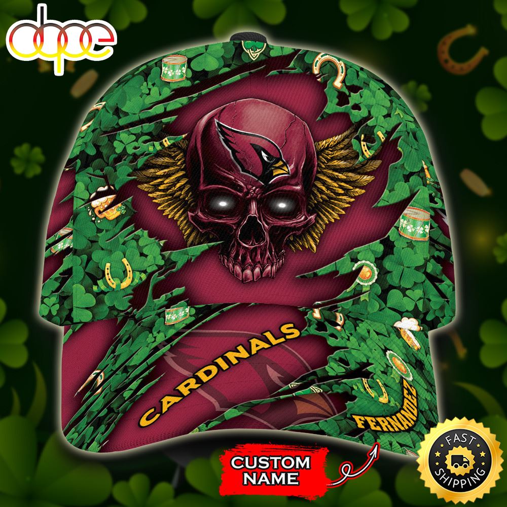 Personalized Arizona Cardinals St Patrick's Day Skull All Over Print 3D Classic Cap-TPH