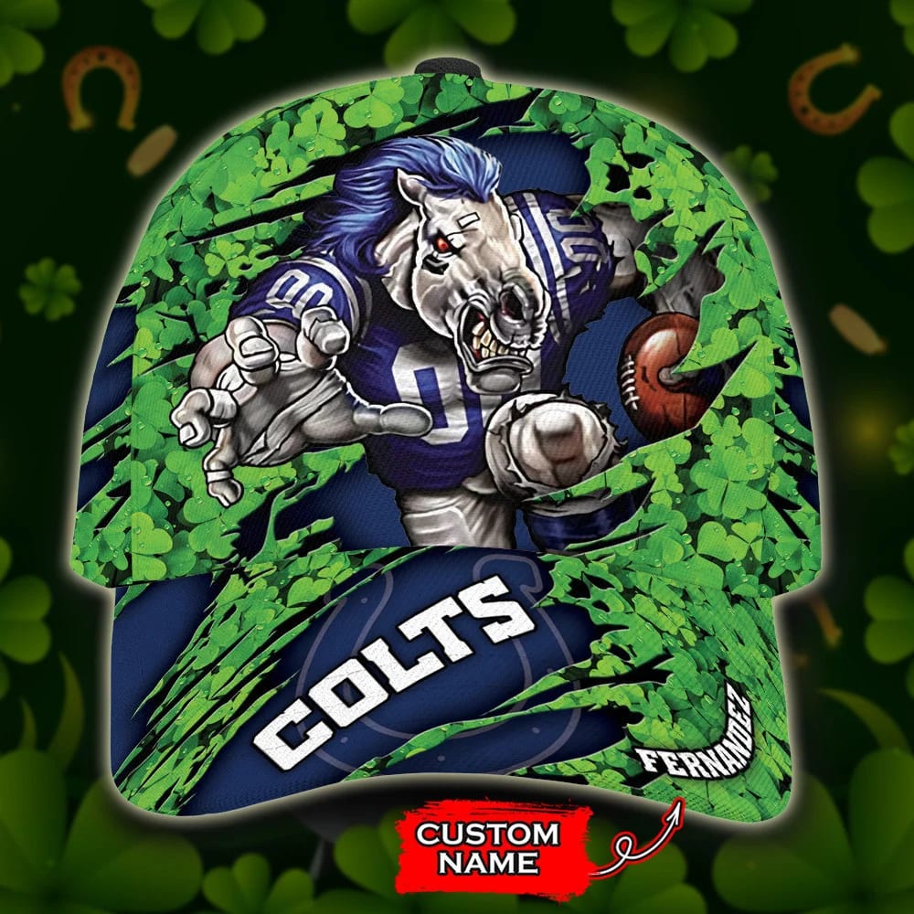 Personalized Indianapolis Colts St Patrick's Day Mascot All Over Print 3D Classic Cap-TPH