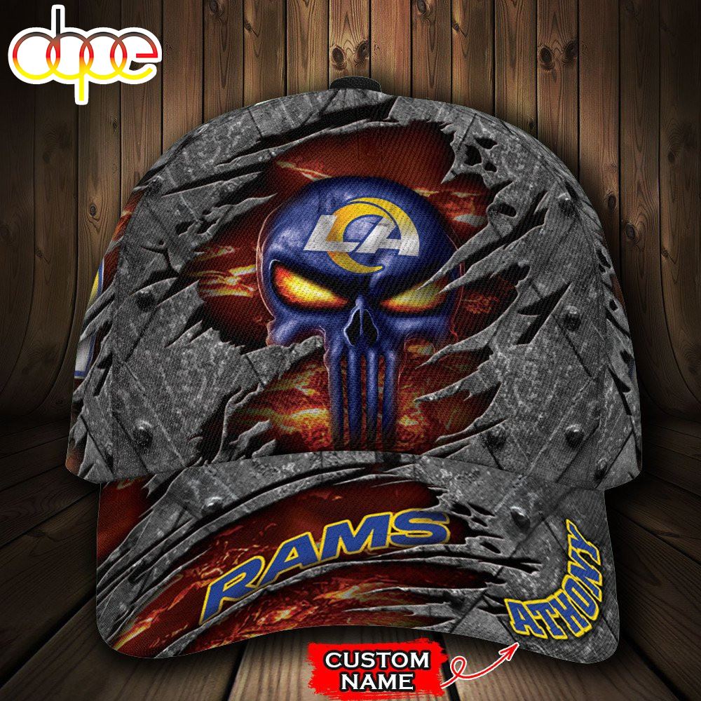 Personalized Los Angeles Rams Skull All Over Print 3D Baseball Cap