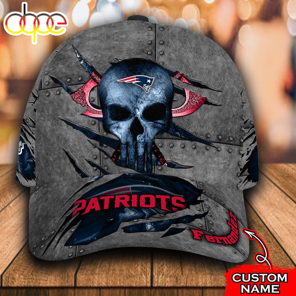Personalized New England Patriots Skull All Over Print 3D Baseball Cap