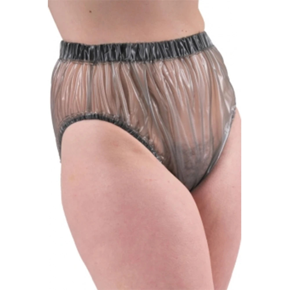 Clear PVC Plastic Bikini Panties, Transparent Glass Shorts, High Waist Thongs, Adult and Baby Panties, Sissy Cloth