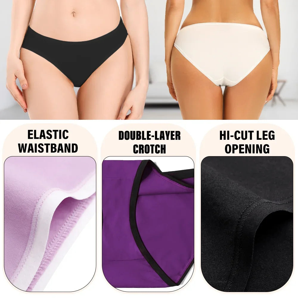 Women's Hi-Cut Bikini Panties Soft Stretch Cotton Underwear Comfortable Hipster Ladies Briefs 6-Pack Regular & Plus Size