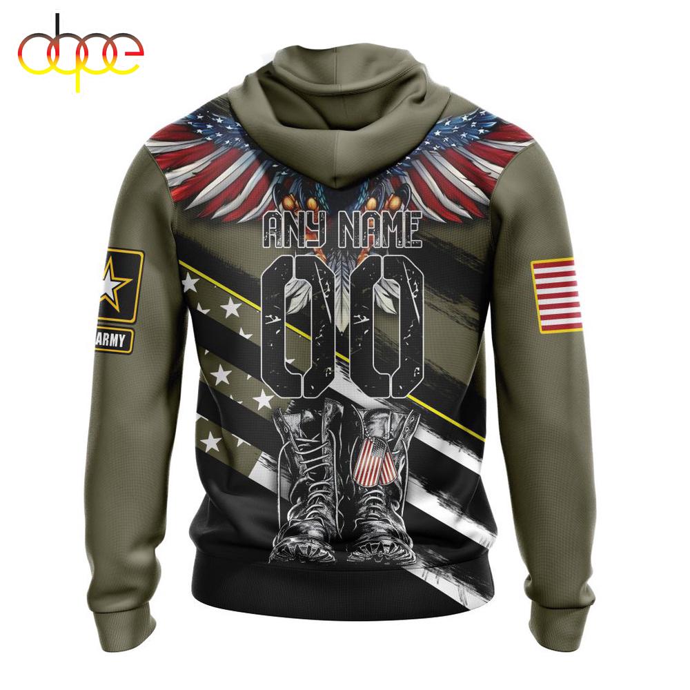 Custom Name And Number NFL Chicago Bears Veterans Honor The Fallen 3D Hoodie Shirt