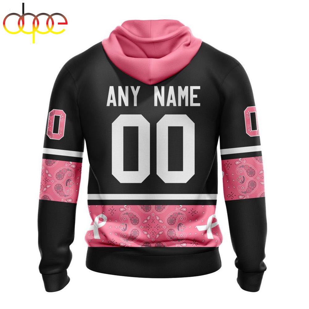 Custom Name And Number NHL Vancouver Canucks Breast Cancer All Over Print Hoodie