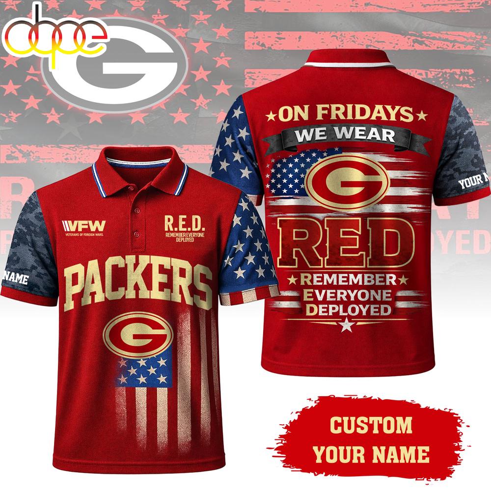 Custom Name  Green Bay Packers NFL Red Friday Polo Shirt For Fans