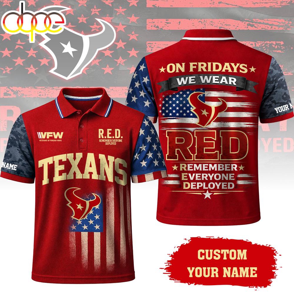 Custom Name  Houston Texans NFL Red Friday Polo Shirt For Fans