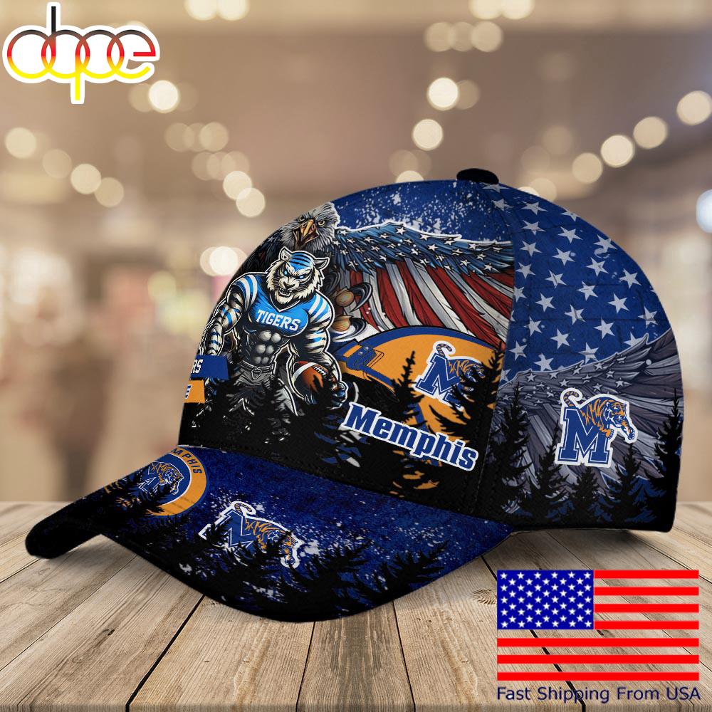NCAA Memphis Tigers Mascot Logo Custom Name Baseball Cap  For Fans