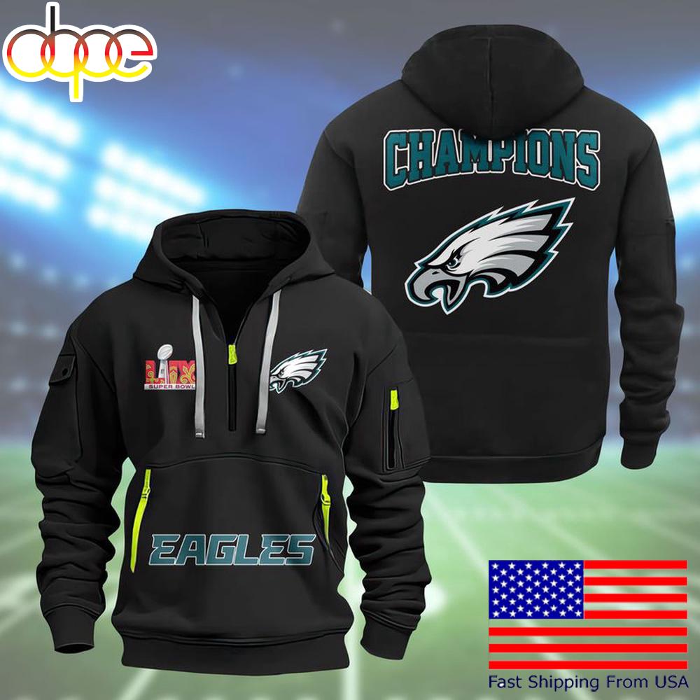 NFL Philadelphia Eagles Super Bowl LIX Design Limited Edition Quarter Zip Hoodie